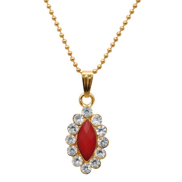 Regina Red Austrian Stone Gold Plated Chain Pendant - 1203164B