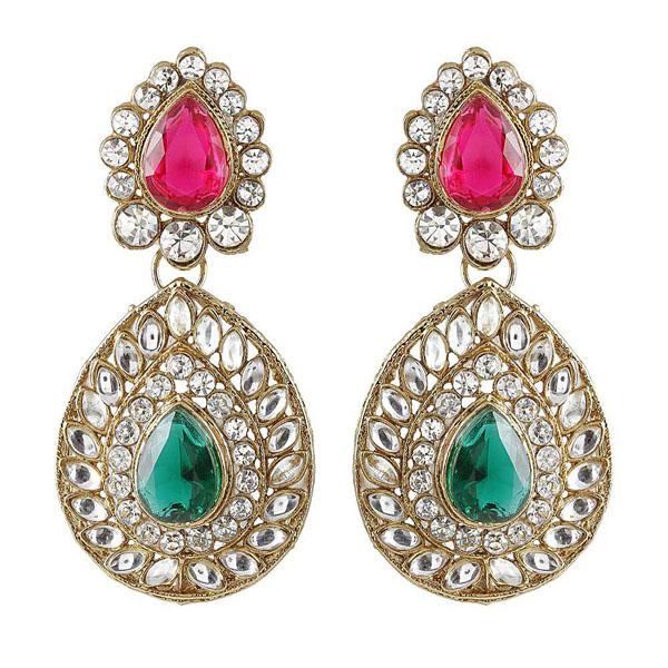Soha Fashion Kundan Gold Plated Austrian Stone Dangler Earrings - 1300925