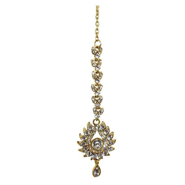 Soha Fashion Gold Plated White Stone Maang Tikka - 1501611