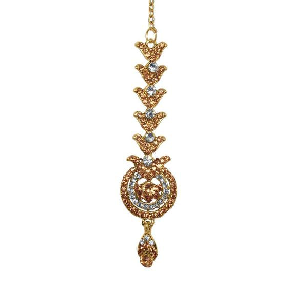 Soha Fashion Brown Austrian Stone Gold Plated Maang Tikka - 1501605H