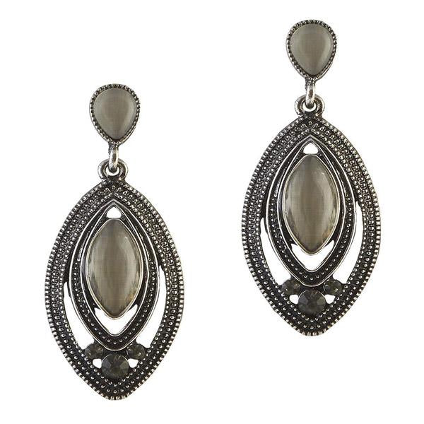 The99Jewel Stone Black Oxidised Dangler Earring - 1306534
