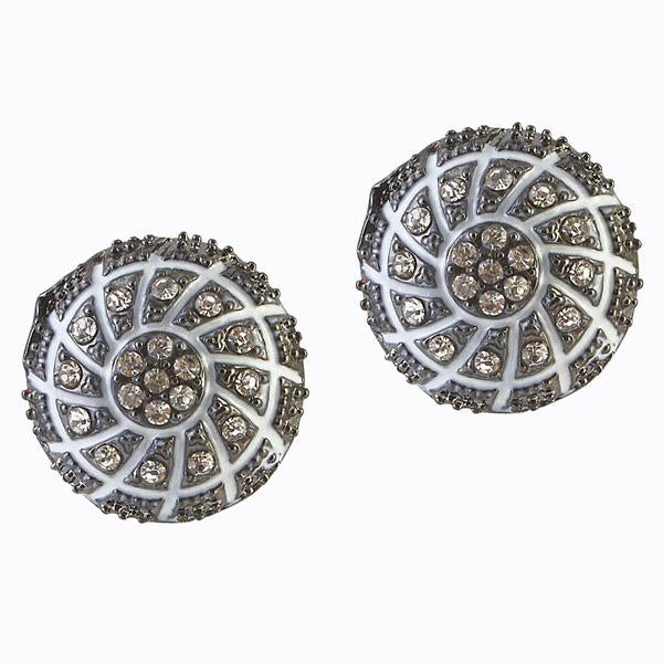 The99Jewel Stone Heart Rhodium Plated Stud Earring - 1306634