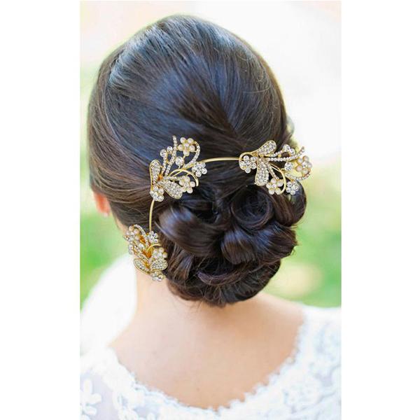 Apurva Pearls Gold Plated Stone Pearl Hair Brooch - 1502018A