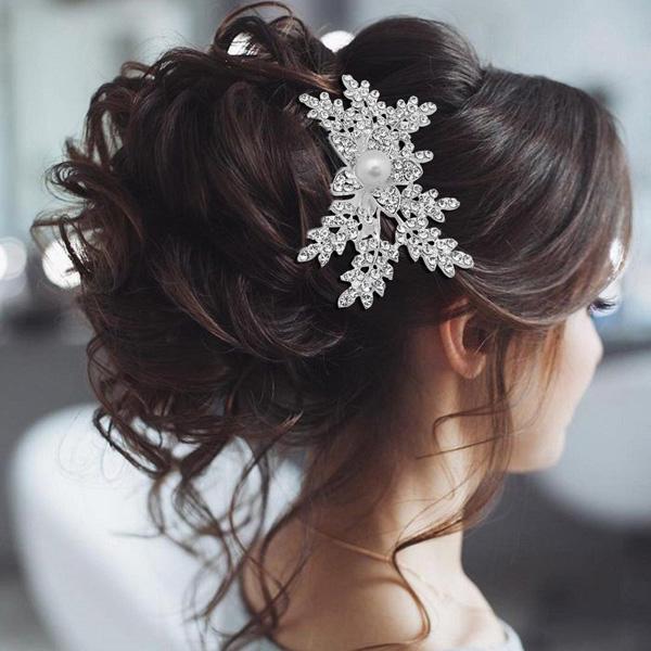 Apurva Pearls Stone Pearl Silver Plated Hair Brooch - 1502212B