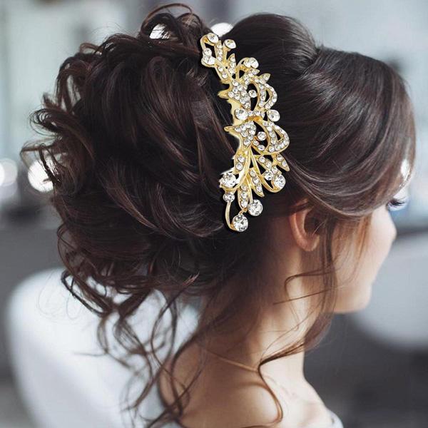 Apurva Pearls Gold Plated Stone Hair Brooch - 1502214A