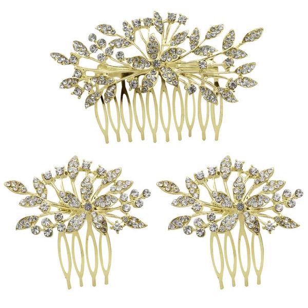 Apurva Pearls Stone Gold Plated Hair Brooch - 1502040B