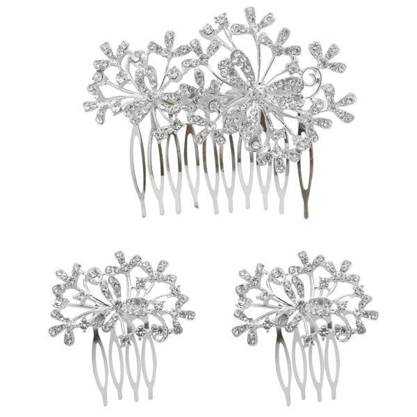 Apurva Pearls Stone Silver Plated Hair Brooch - 1502041A