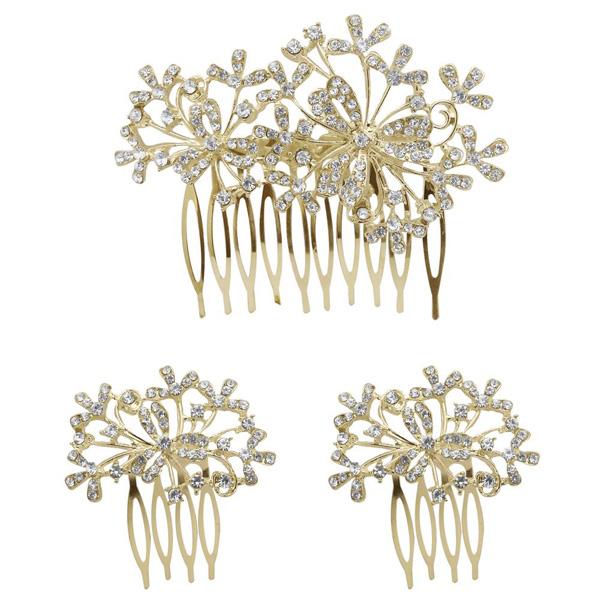 Apurva Pearls Stone Gold Plated Hair Brooch - 1502041B