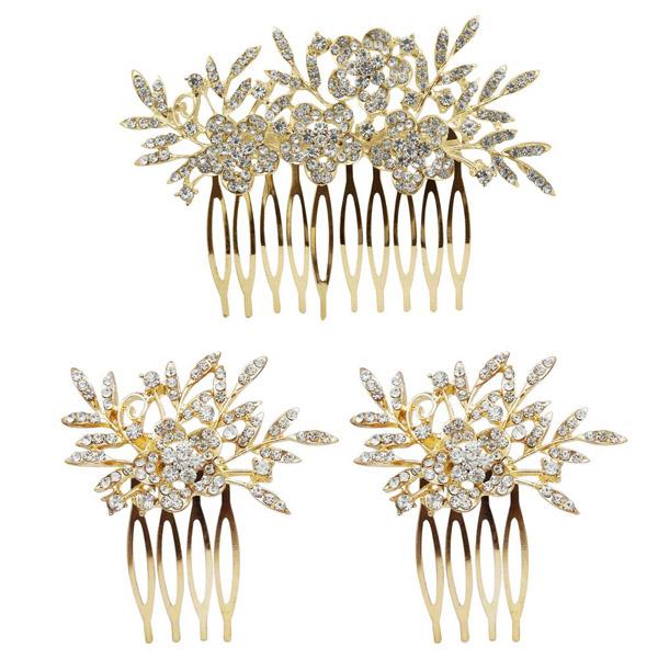 Apurva Pearls Stone Gold Plated Hair Brooch - 1502043B