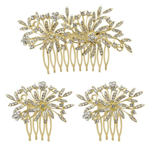Apurva Pearls Stone Gold Plated Hair Brooch - 1502044B