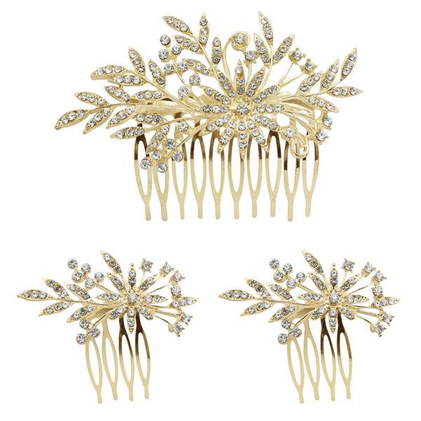 Apurva Pearls Stone Gold Plated Hair Brooch - 1502045B