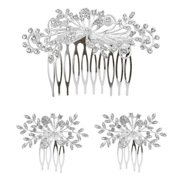 Apurva Pearls Stone Silver Plated Hair Brooch - 1502047A