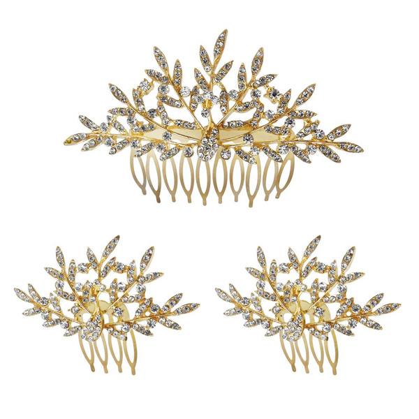 Apurva Pearls Stone Gold Plated Hair Brooch - 1502049B