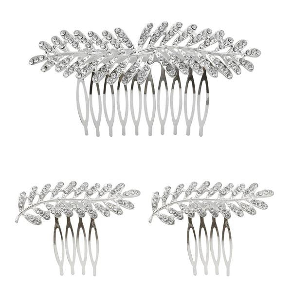 Apurva Pearls Stone Silver Plated Hair Brooch - 1502050A