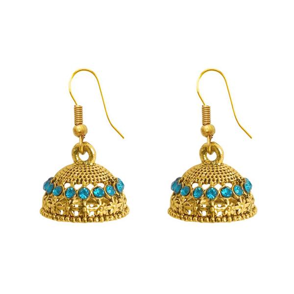 The99Jewel Zinc Alloy Gold Plated Stone Jhumki Earring - 1307505B