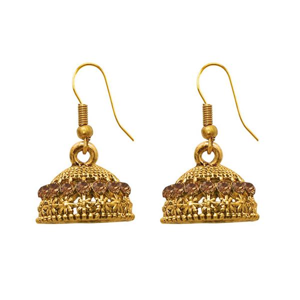 The99Jewel Zinc Alloy Gold Plated Stone Jhumki Earring - 1307505I