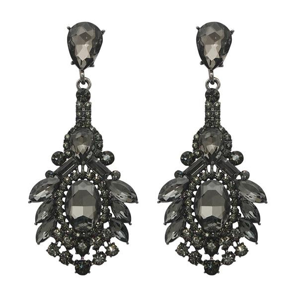 Yoona Black Kundan Austrian Stone Oxidised Dangler Earring - 1307712B