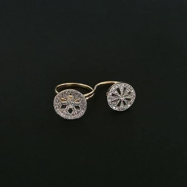 Labono Art AD Stone Gold Plated Double Ring - FAW0024