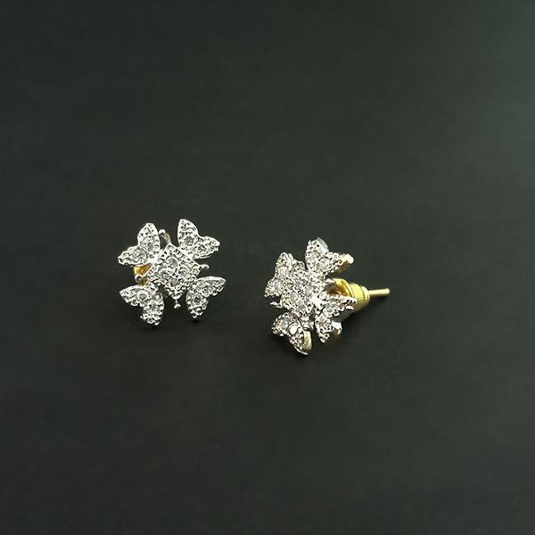 Labono Art Rhodium Plated AD Stone Stud Earrings - FAW0050