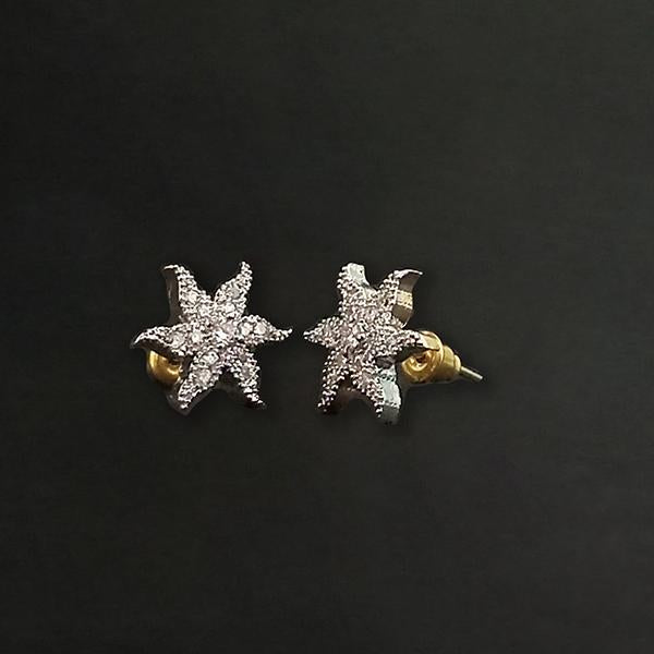 Labono Art Rhodium Plated AD Stone Stud Earrings - FAW0052