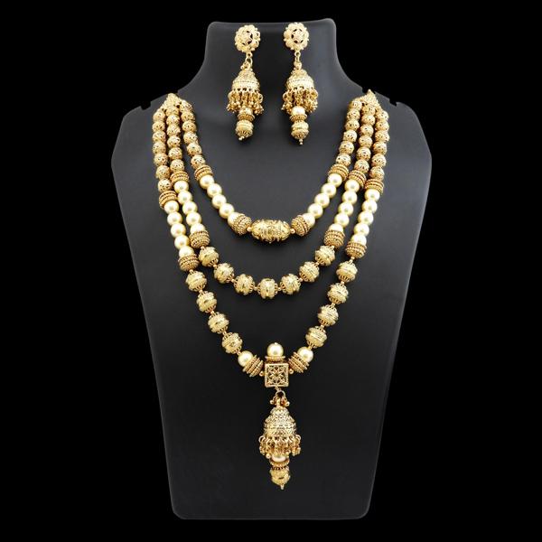Ganpati Pearl Gold Plated Layer Copper Necklace Set - FBC0003
