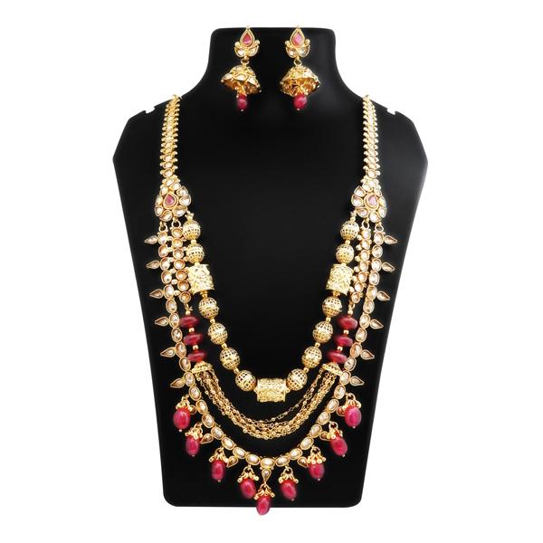 Ganpati Arts Maroon Stone Layer Copper Necklace Set - FBC0005A