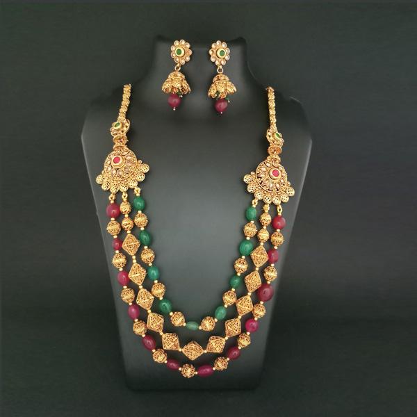 Ganpati Arts Maroon Beads Copper Necklace Set - FBC0008A