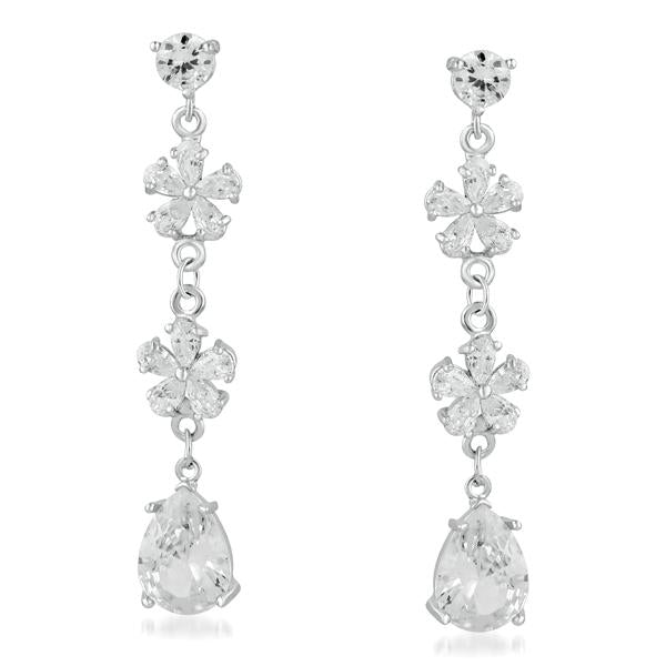 Suhagan Silver Plated AD Stone Dangler Earrings - FBE0024