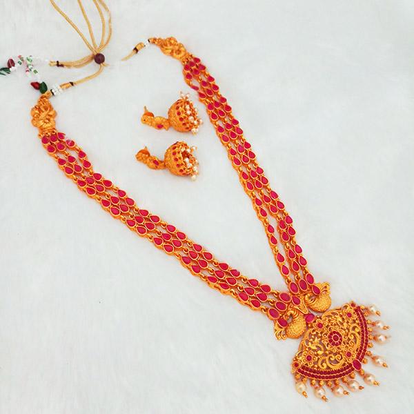 Shubham Marron Pota Stone Copper Necklace Set - FBK0022