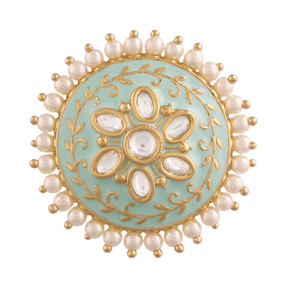 Etnico Gold-Plated Brass Meena Work Finger Ring (Women) - FL170Min