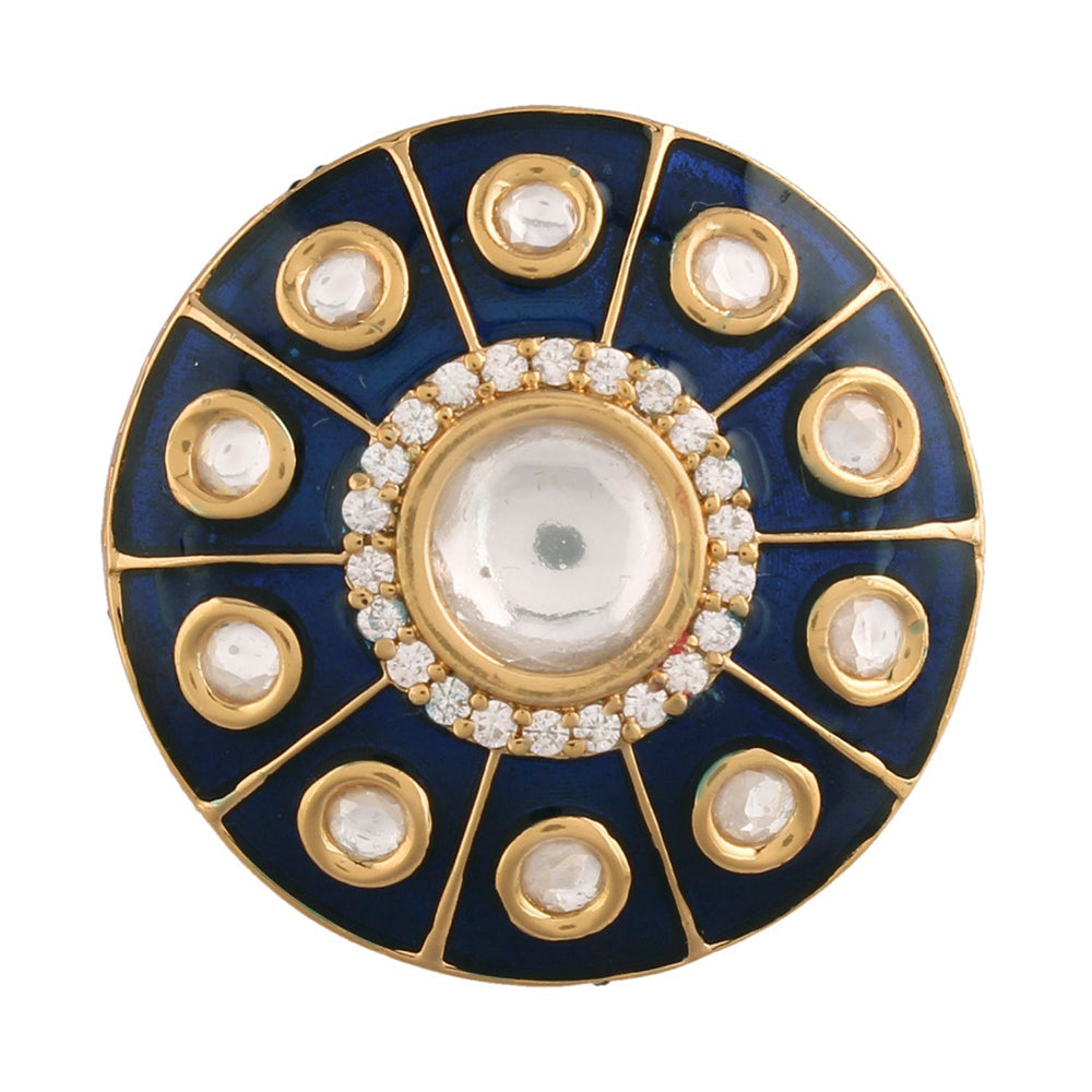 Etnico Gold-Plated Meena Work Finger Ring (Women) - FL174BL