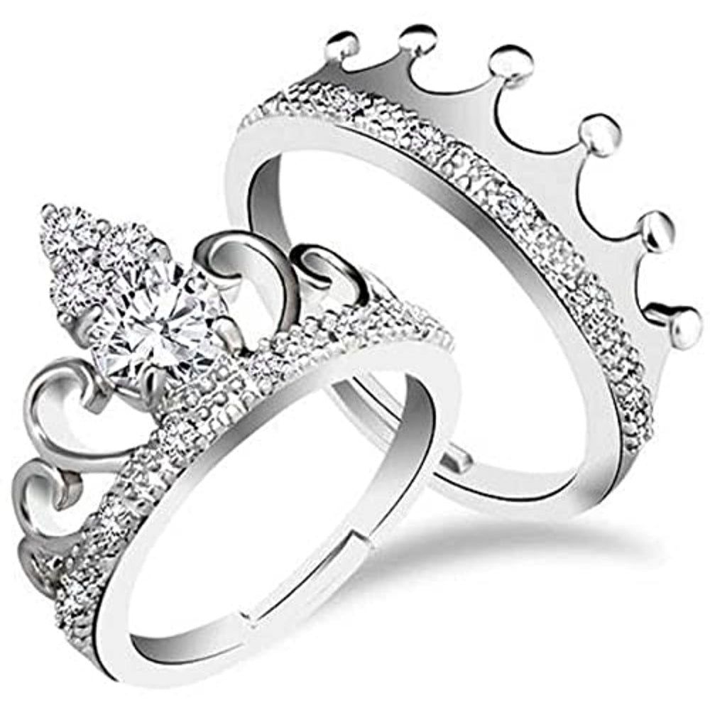 Etnico Platinum-Plated Couple Ring (Men And Women) (Pack of 2) - FL186S