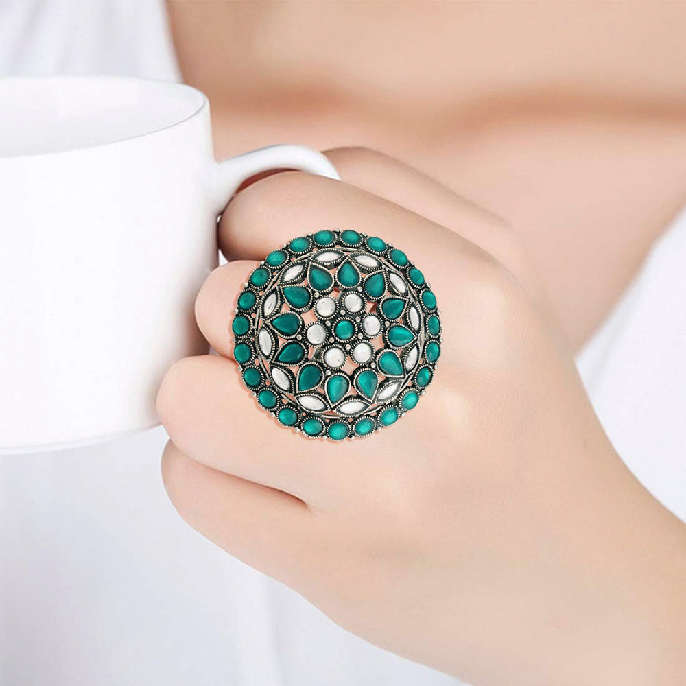 Etnico Silver-Plated Brass Adjustable Ring (Women)