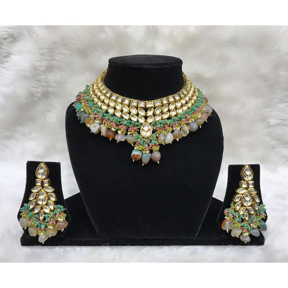 Tarangavi Multi Beads And Kundan Choker Necklace Set - FNV-2180