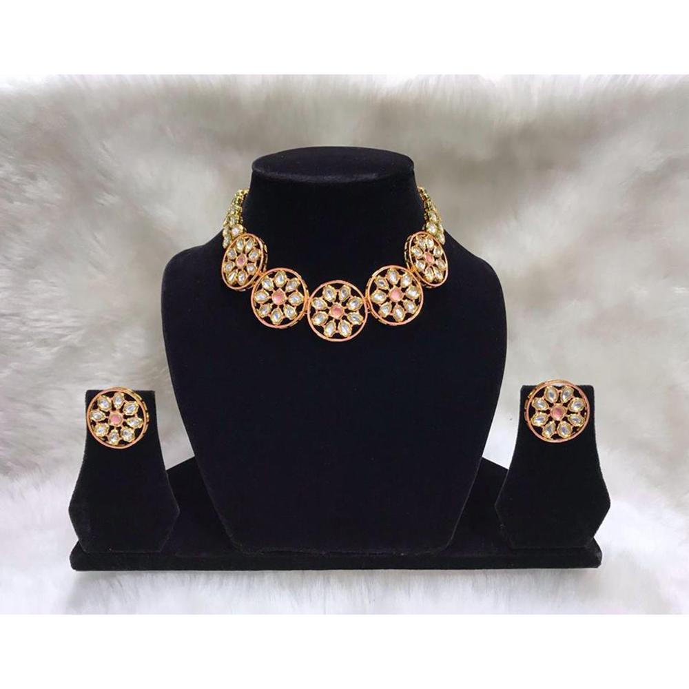 Tarangavi White Kundan Gold Plated Choker Necklace Set - FNV-2198