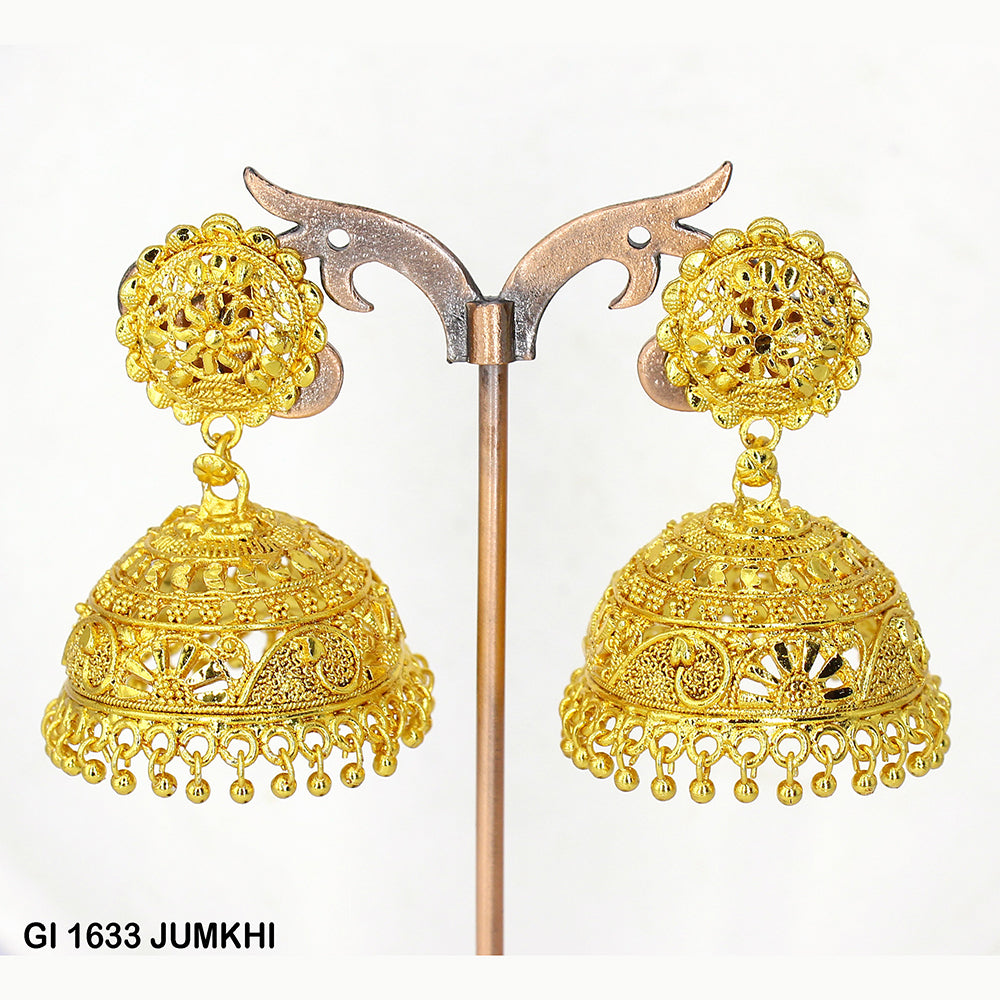 Mahavir Gold Plated Jhumki Earrings