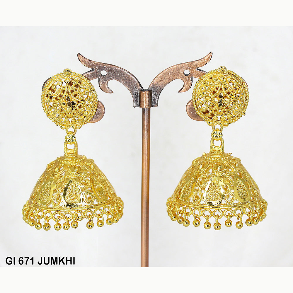 Mahavir Gold Plated Jhumki Earrings