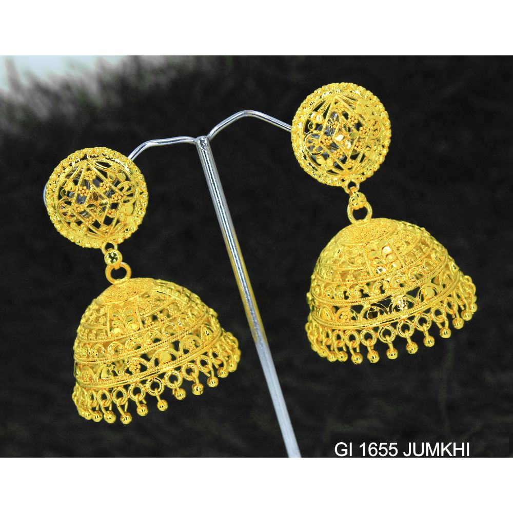 Mahavir Gold Plated Jhumki Earrings - GI Jumkhi 1655
