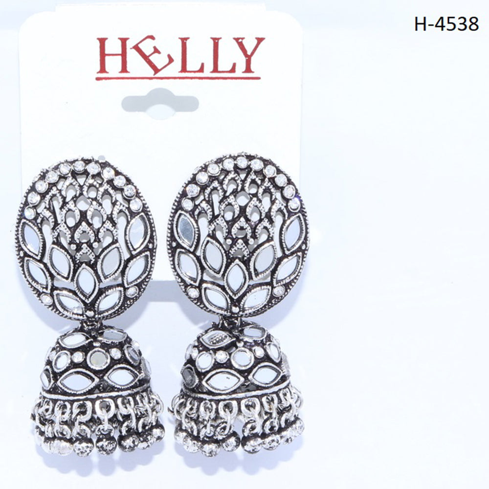 Corbeda Fashion Oxidised plated Mirror Jhumki Earrings