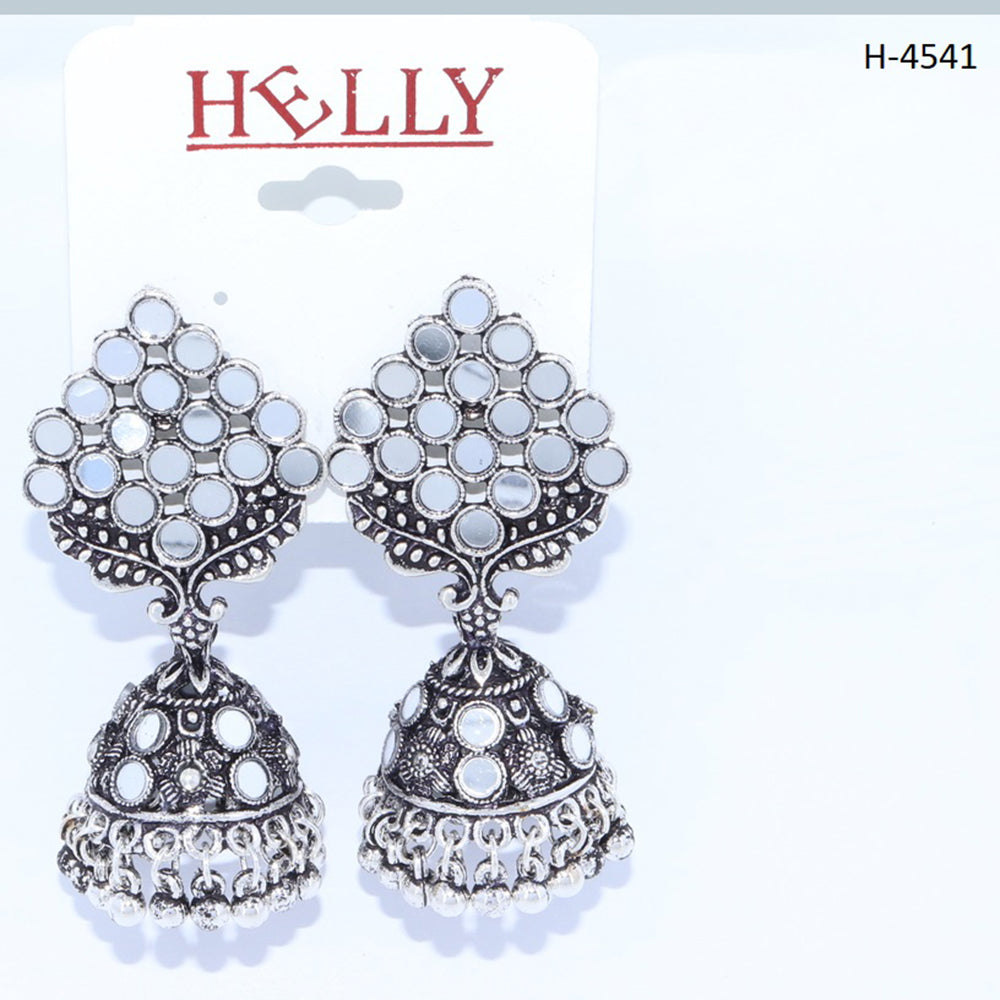 Corbeda Fashion Oxidised plated Mirror Jhumki Earrings