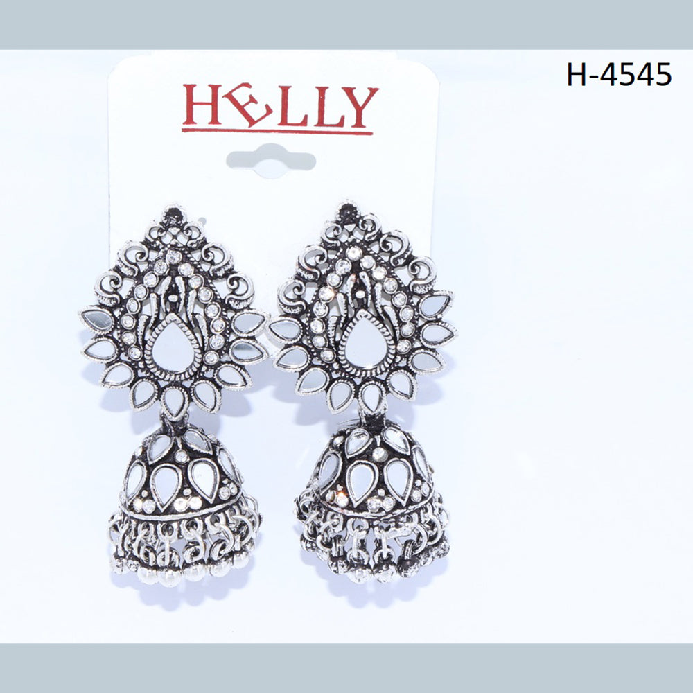 Corbeda Fashion Oxidised plated Mirror Jhumki Earrings