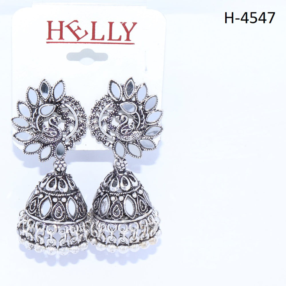 Corbeda Fashion Oxidised plated Mirror Jhumki Earrings