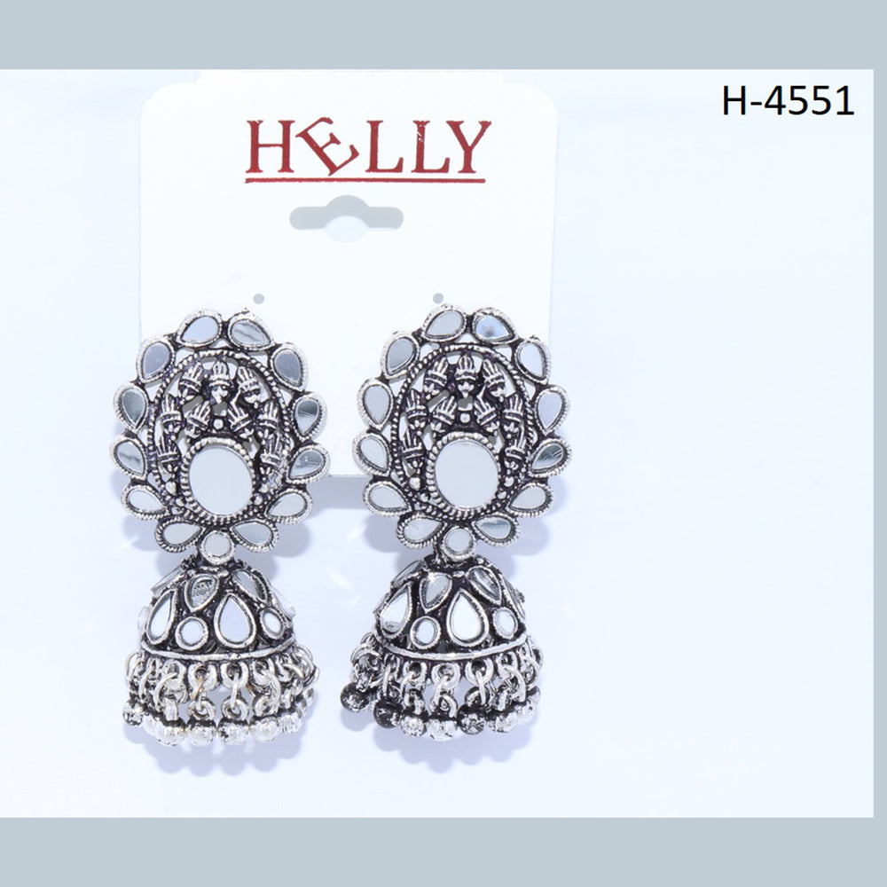 Corbeda Fashion Oxidised plated Mirror Jhumki Earrings