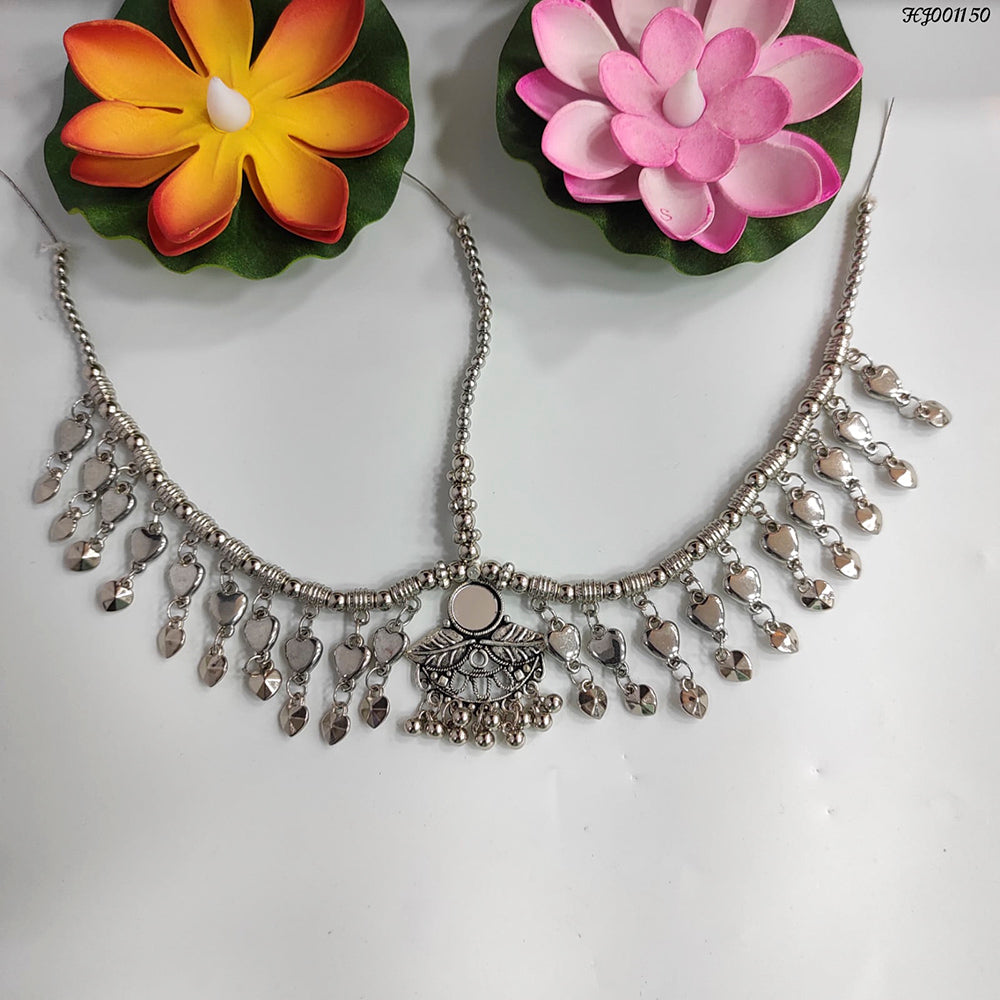 Heera Jewellers Oxidised Silver Plated Mirror Maang Tikka - HJACC147