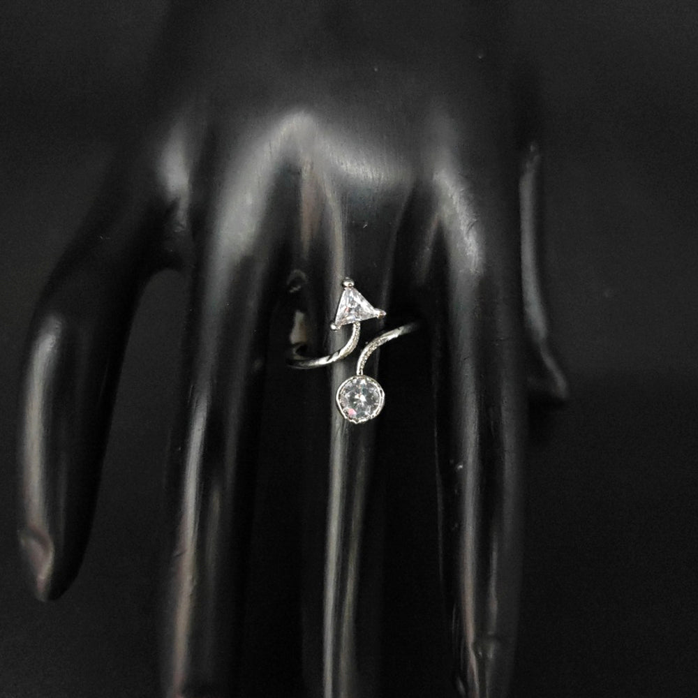 Heera Jewellers Silver Plated Crystal Stone Adjustable Ring