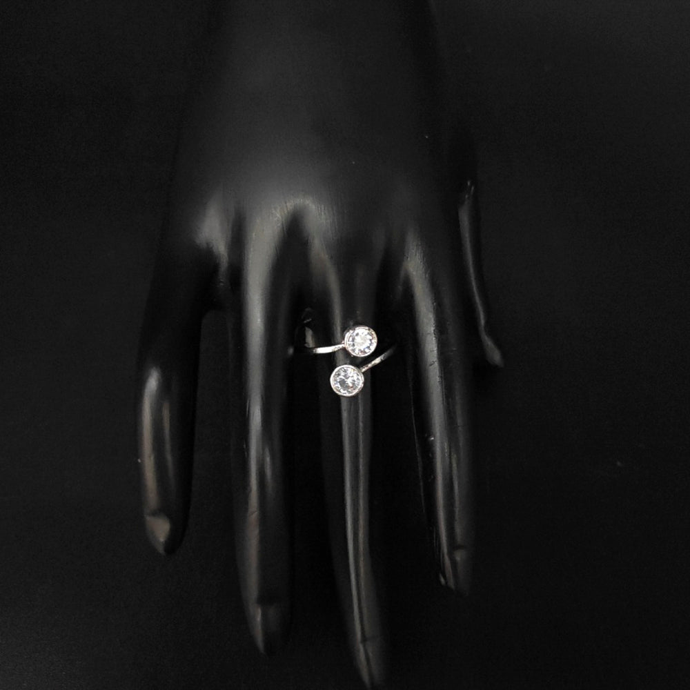Heera Jewellers Silver Plated Crystal Stone Round Shape Adjustable Ring