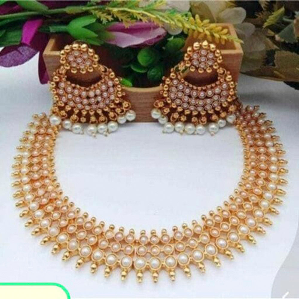 Heera Jewellers Gold Plated Pota Stone Choker Necklace Set