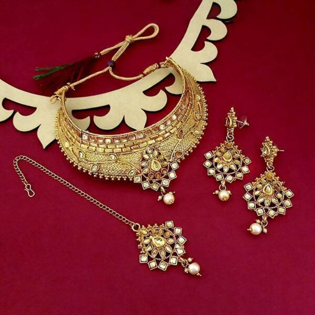 Tip Top Fashions Gold Plated Brown Austrian Stone Choker Necklace Sets