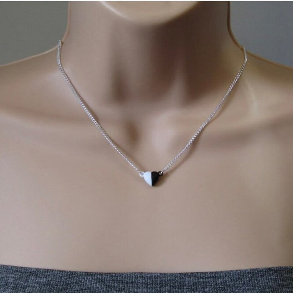 Mahavir Silver Plated Magnetic Heart Pendant Chain