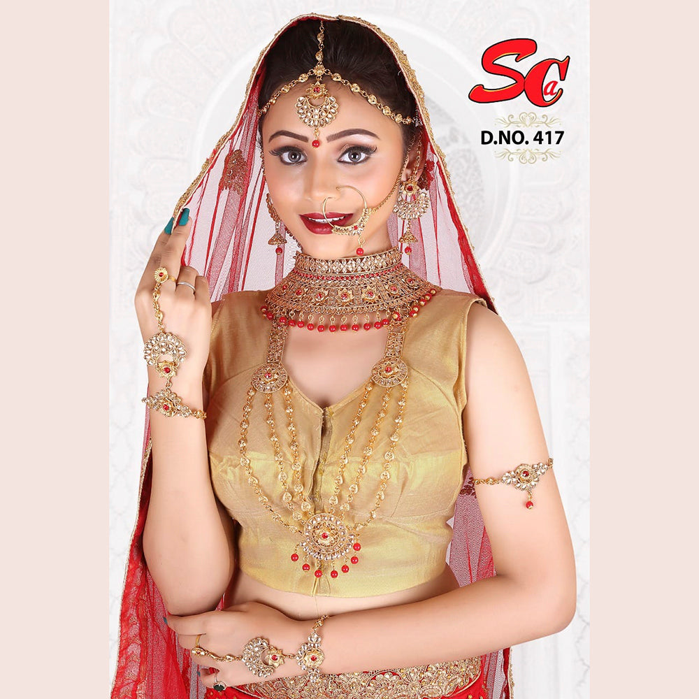 India Art Gold Plated Stone And Kundan Bridal Jewellery Set for Women